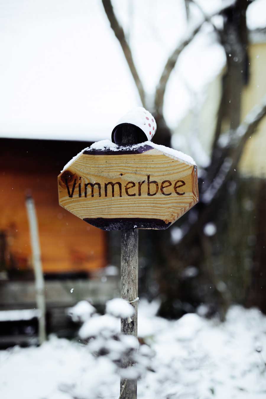 Vimmerbee, Wichteltür am Bienenhaus, Mellifera, Einraumbeute